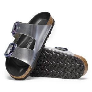Birkenstock Arizona Big Buckle Metallic Silver Sandals